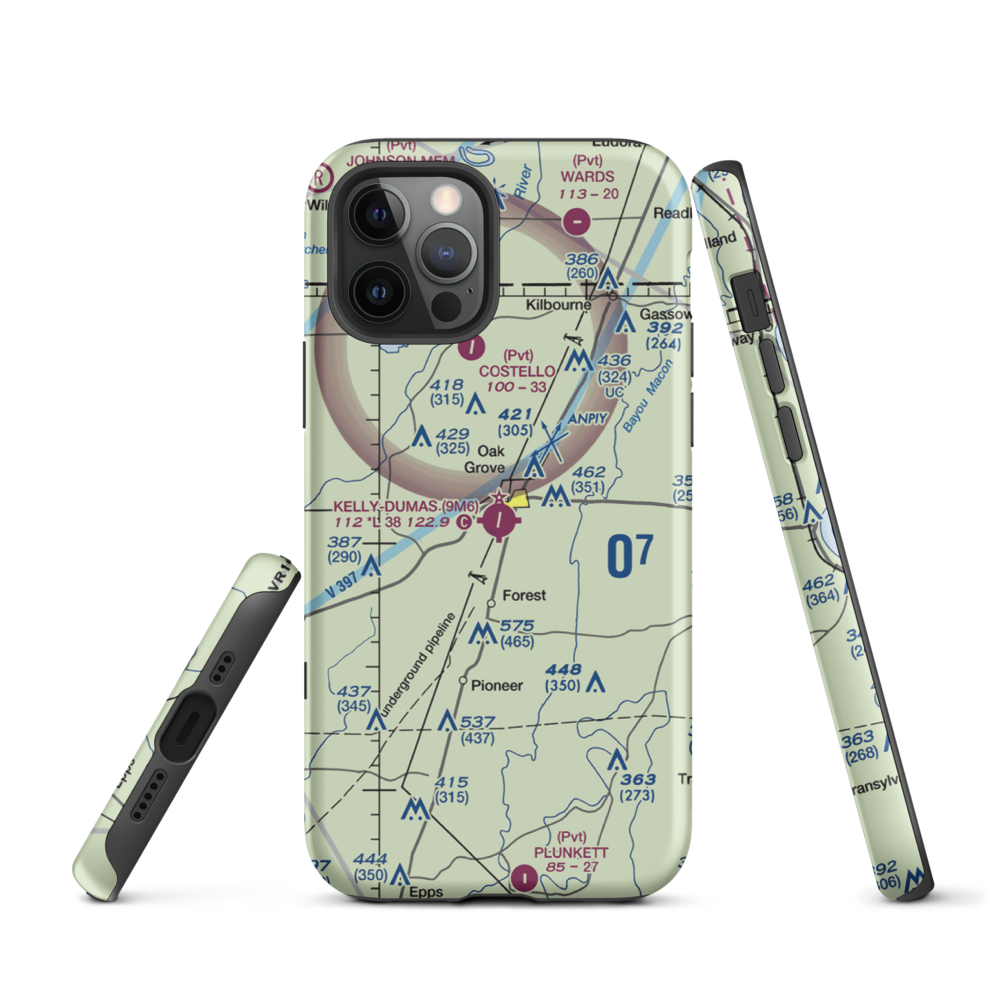Kelly Airport (9M6) VFR Sectional  Tough iPhone Case iPhone 12 Pro model shown