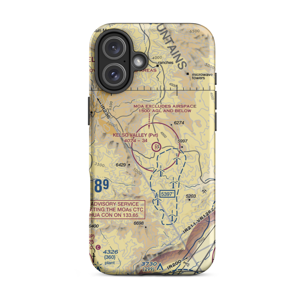 Kelso Valley Airport (CN37) VFR Sectional  Tough iPhone Case iPhone 16 Plus model shown