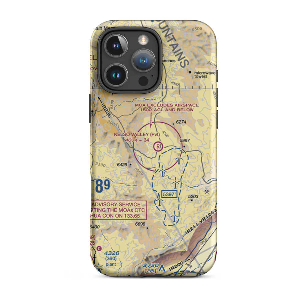 Kelso Valley Airport (CN37) VFR Sectional  Tough iPhone Case iPhone 16 Pro Max model shown
