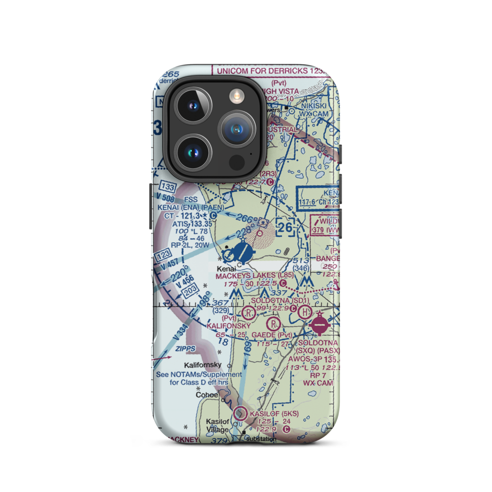 Kenai Municipal Airport (ENA) VFR Sectional  Tough iPhone Case iPhone 16 Pro model shown