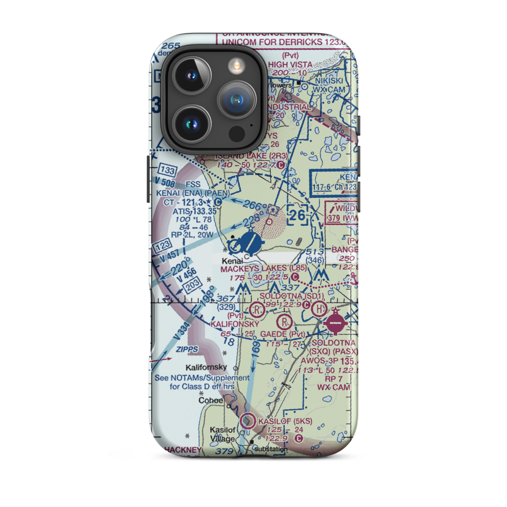 Kenai Municipal Airport (ENA) VFR Sectional  Tough iPhone Case iPhone 16 Pro Max model shown