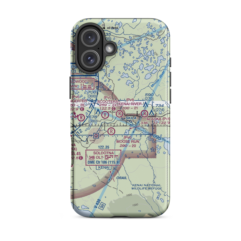 Kenai River Airpark (1AK4) VFR Sectional  Tough iPhone Case iPhone 16 Plus model shown