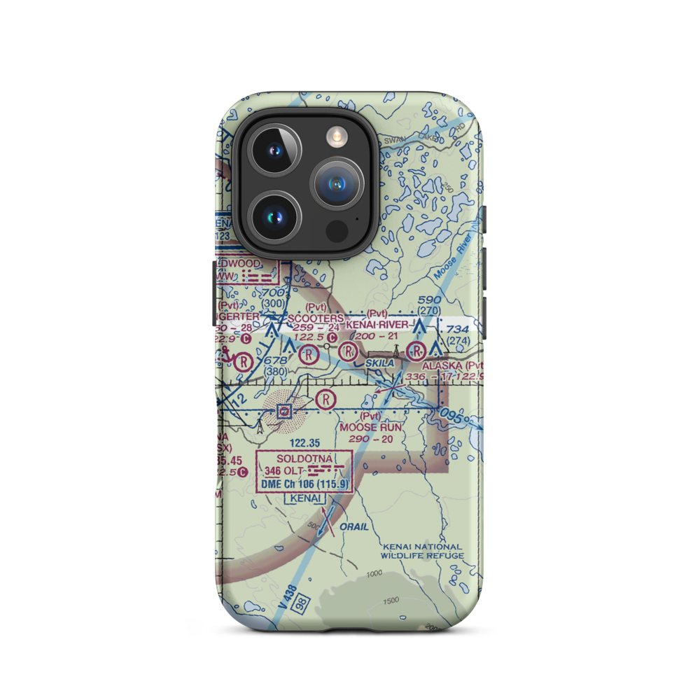 Kenai River Airpark (1AK4) VFR Sectional  Tough iPhone Case iPhone 16 Pro model shown