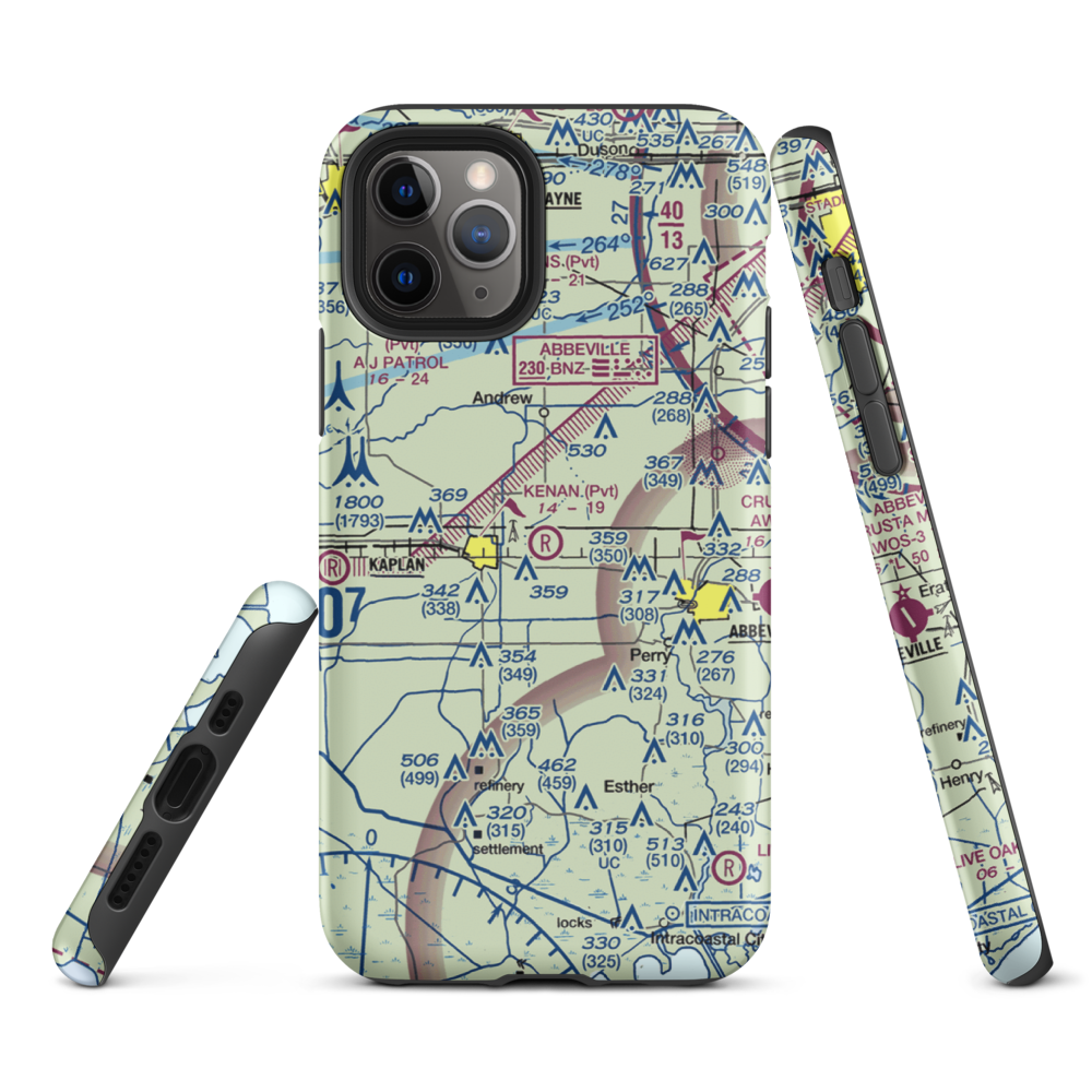 Kenan Airstrip (LA61) VFR Sectional  Tough iPhone Case iPhone 11 Pro model shown