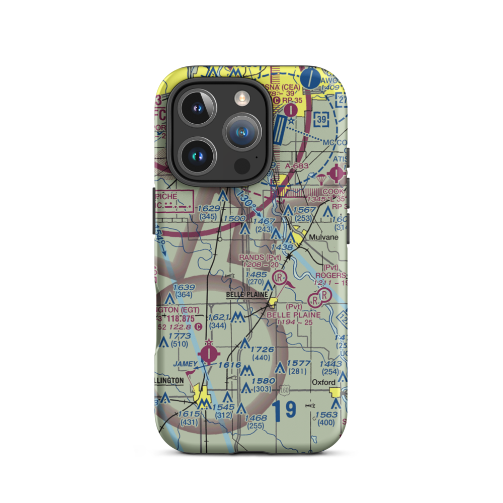 Kendrigan Airport (0KS6) VFR Sectional  Tough iPhone Case iPhone 16 Pro model shown