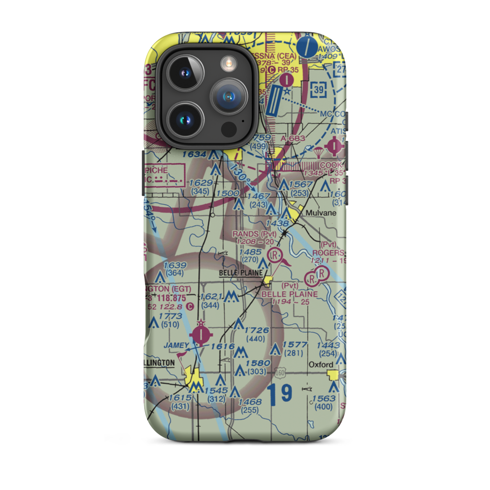 Kendrigan Airport (0KS6) VFR Sectional  Tough iPhone Case iPhone 16 Pro Max model shown