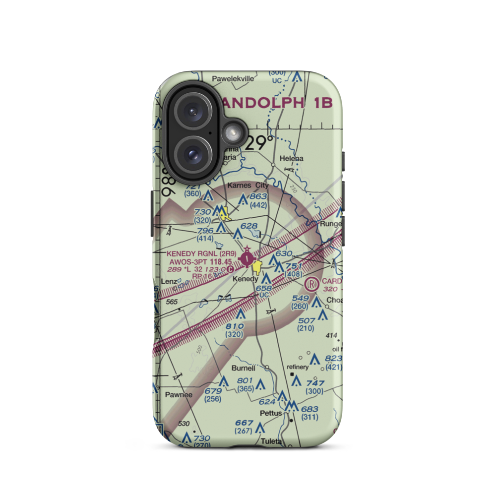 Kenedy Regional Airport (2R9) VFR Sectional  Tough iPhone Case iPhone 16 model shown