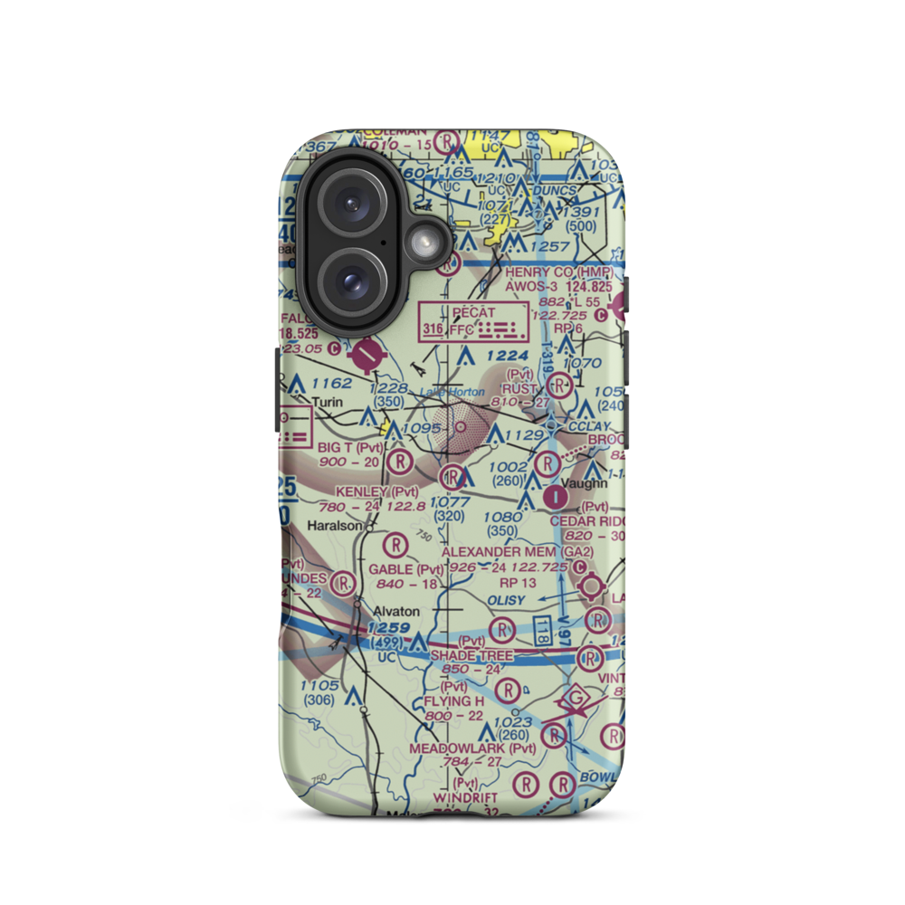 Kenley Field (GA61) VFR Sectional  Tough iPhone Case iPhone 16 model shown