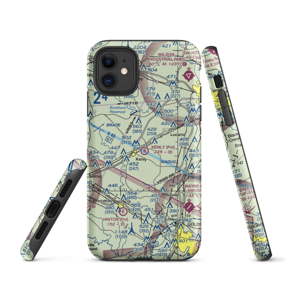 Kenly Airport (7NC3) VFR Sectional  Tough iPhone Case iPhone 11 model shown