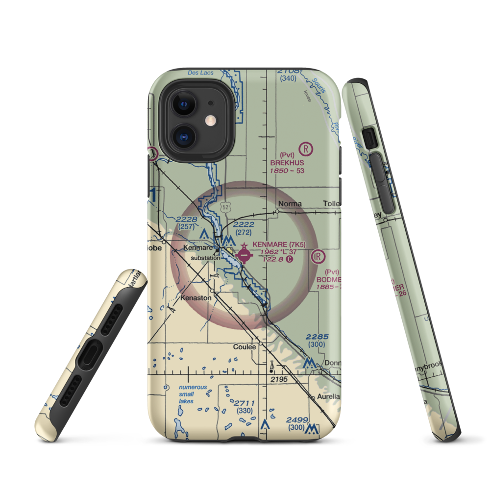 Kenmare Municipal Airport (7K5) VFR Sectional  Tough iPhone Case iPhone 11 model shown