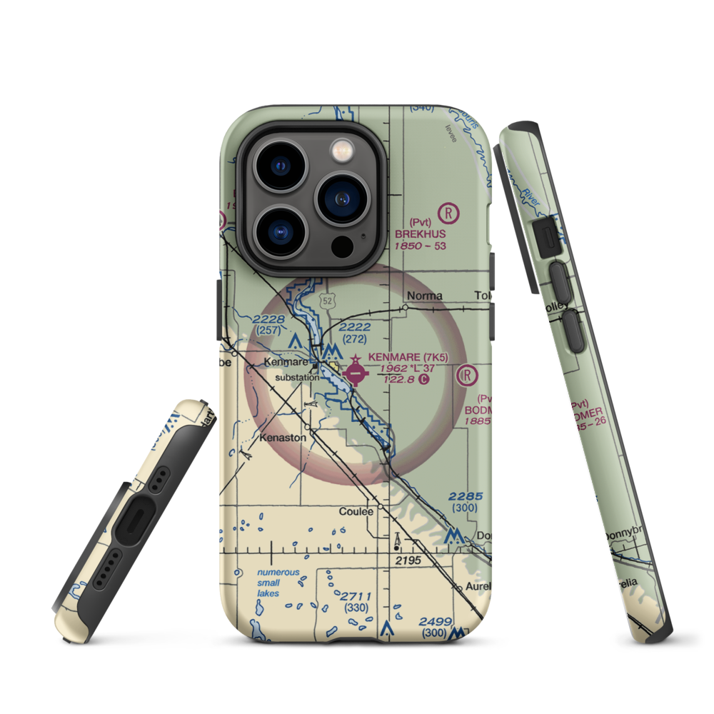 Kenmare Municipal Airport (7K5) VFR Sectional  Tough iPhone Case iPhone 14 Pro model shown
