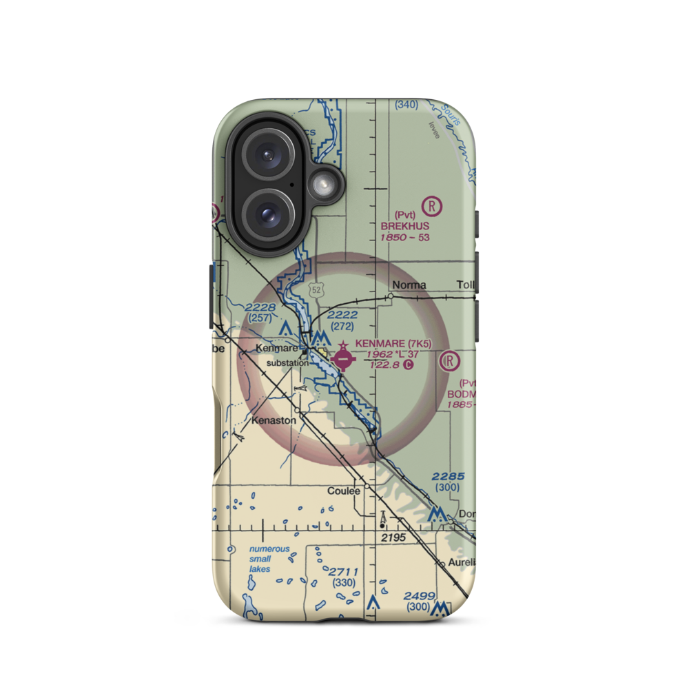 Kenmare Municipal Airport (7K5) VFR Sectional  Tough iPhone Case iPhone 16 model shown