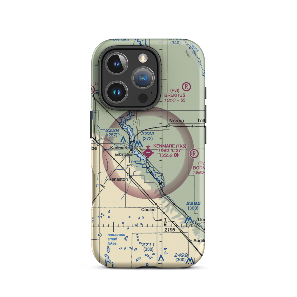 Kenmare Municipal Airport (7K5) VFR Sectional  Tough iPhone Case iPhone 16 Pro model shown