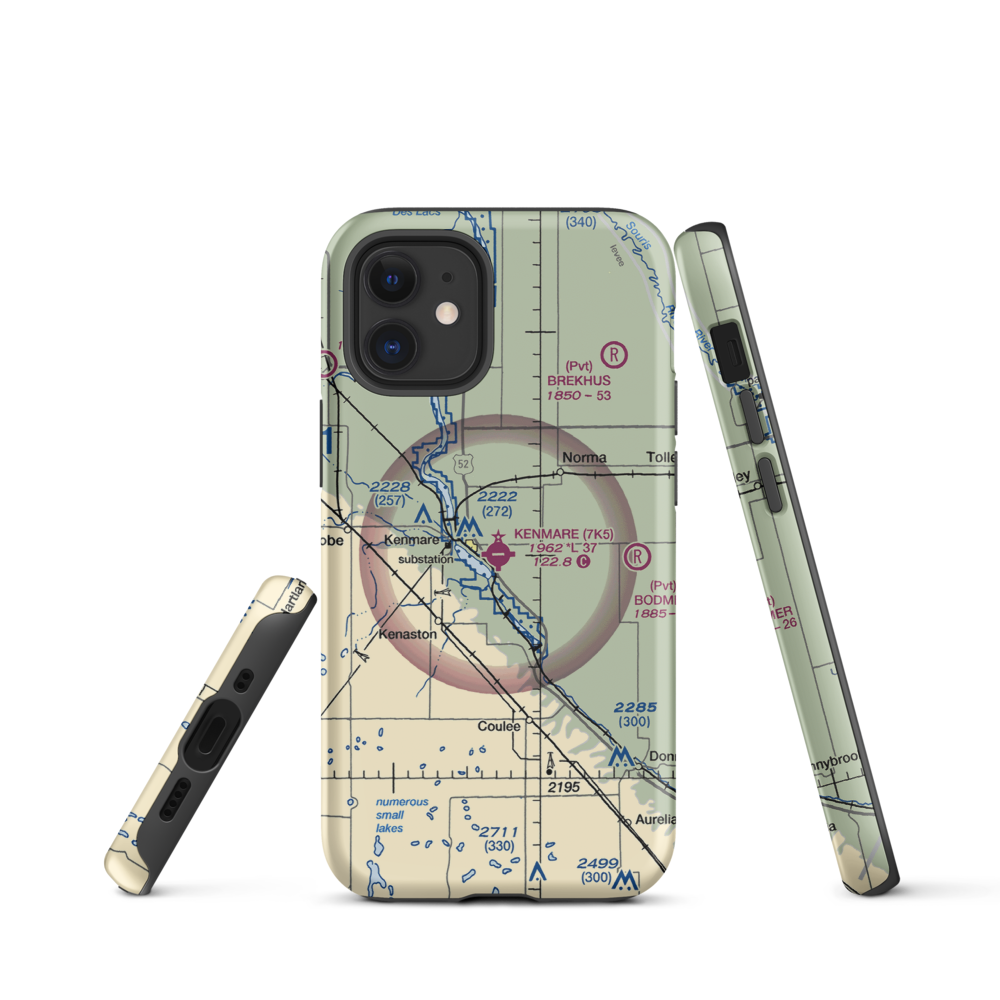 Kenmare Municipal Airport (7K5) VFR Sectional  Tough iPhone Case iPhone 12 mini model shown