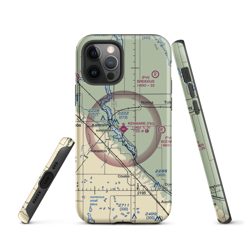 Kenmare Municipal Airport (7K5) VFR Sectional  Tough iPhone Case iPhone 12 Pro model shown