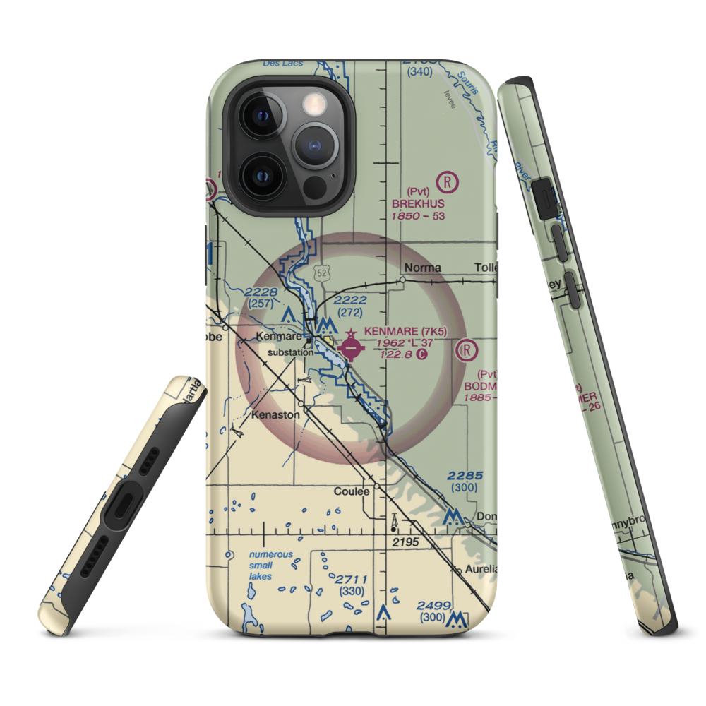Kenmare Municipal Airport (7K5) VFR Sectional  Tough iPhone Case iPhone 12 Pro Max model shown
