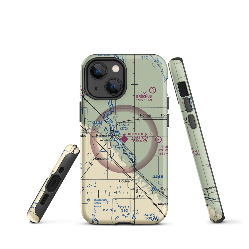 Kenmare Municipal Airport (7K5) VFR Sectional  Tough iPhone Case iPhone 13 mini model shown
