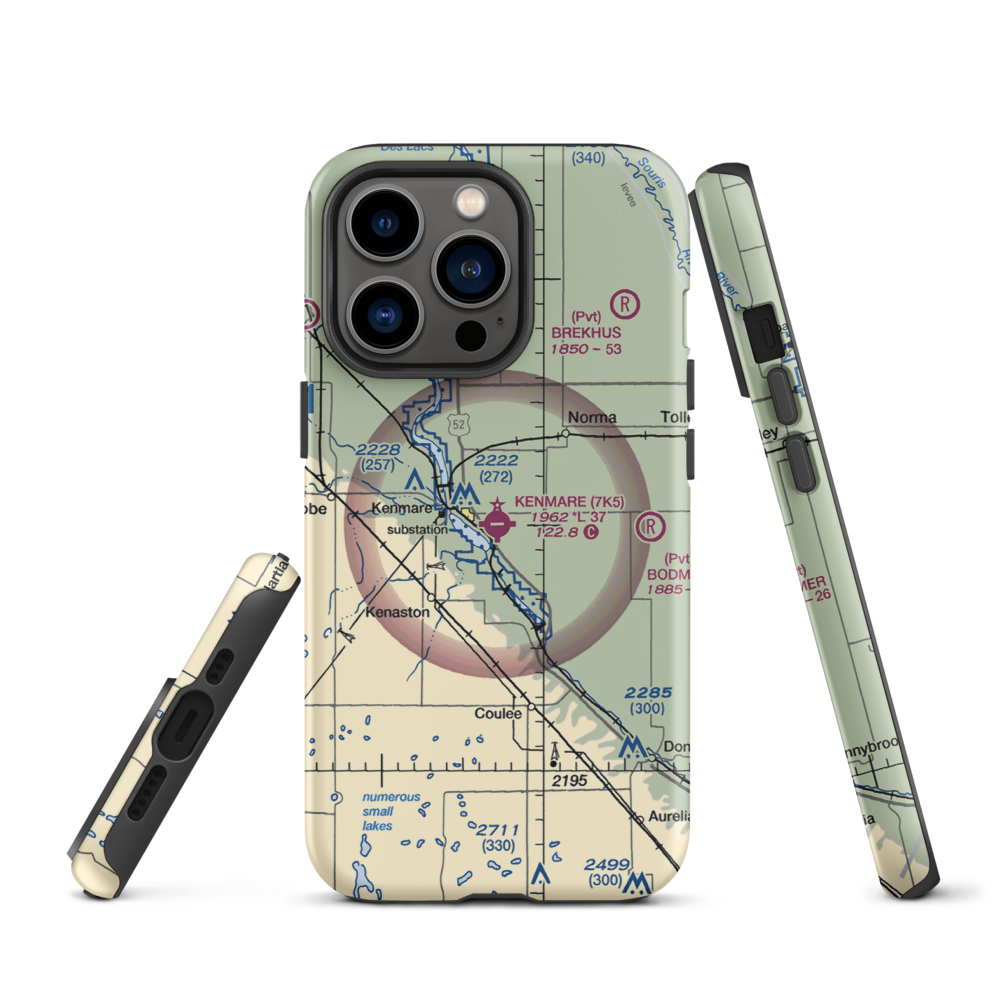 Kenmare Municipal Airport (7K5) VFR Sectional  Tough iPhone Case iPhone 13 Pro model shown