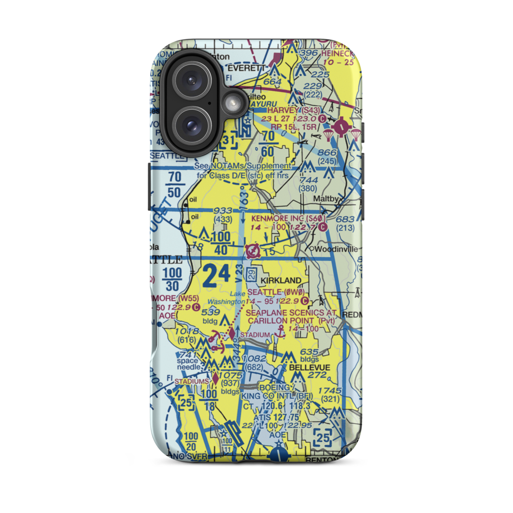 Kenmore Air Harbor Inc Seaplane Base (S60) VFR Sectional  Tough iPhone Case iPhone 16 Plus model shown
