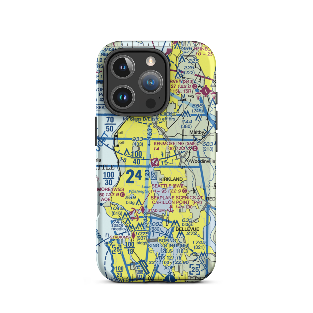 Kenmore Air Harbor Inc Seaplane Base (S60) VFR Sectional  Tough iPhone Case iPhone 16 Pro model shown