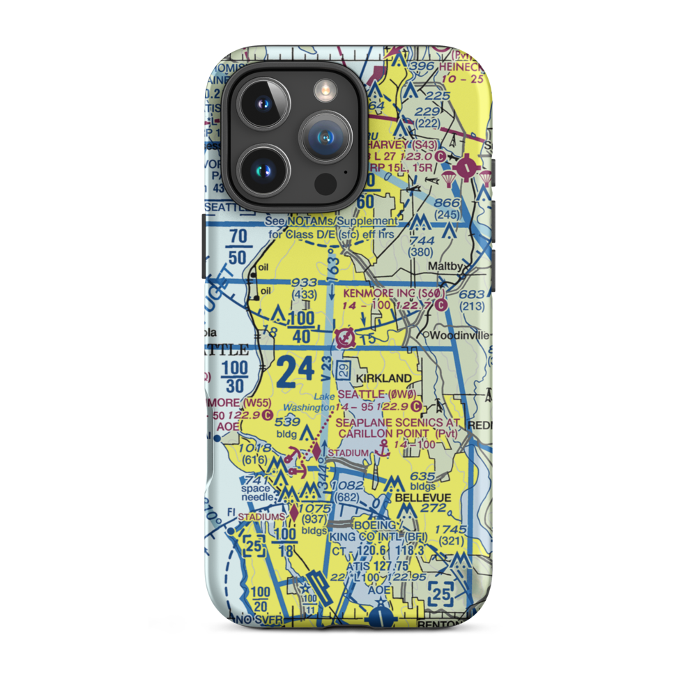 Kenmore Air Harbor Inc Seaplane Base (S60) VFR Sectional  Tough iPhone Case iPhone 16 Pro Max model shown