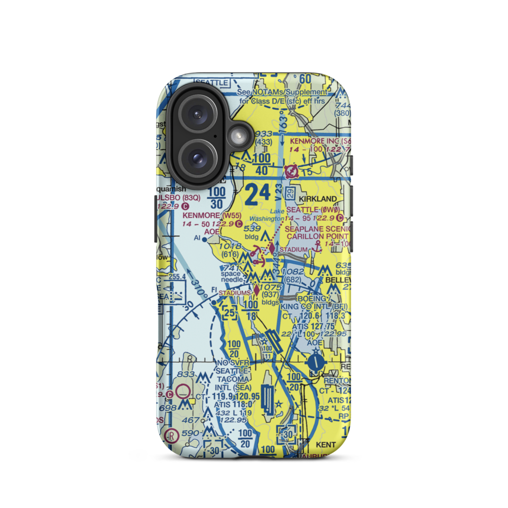 Kenmore Air Harbor Seaplane Base (W55) VFR Sectional  Tough iPhone Case iPhone 16 model shown