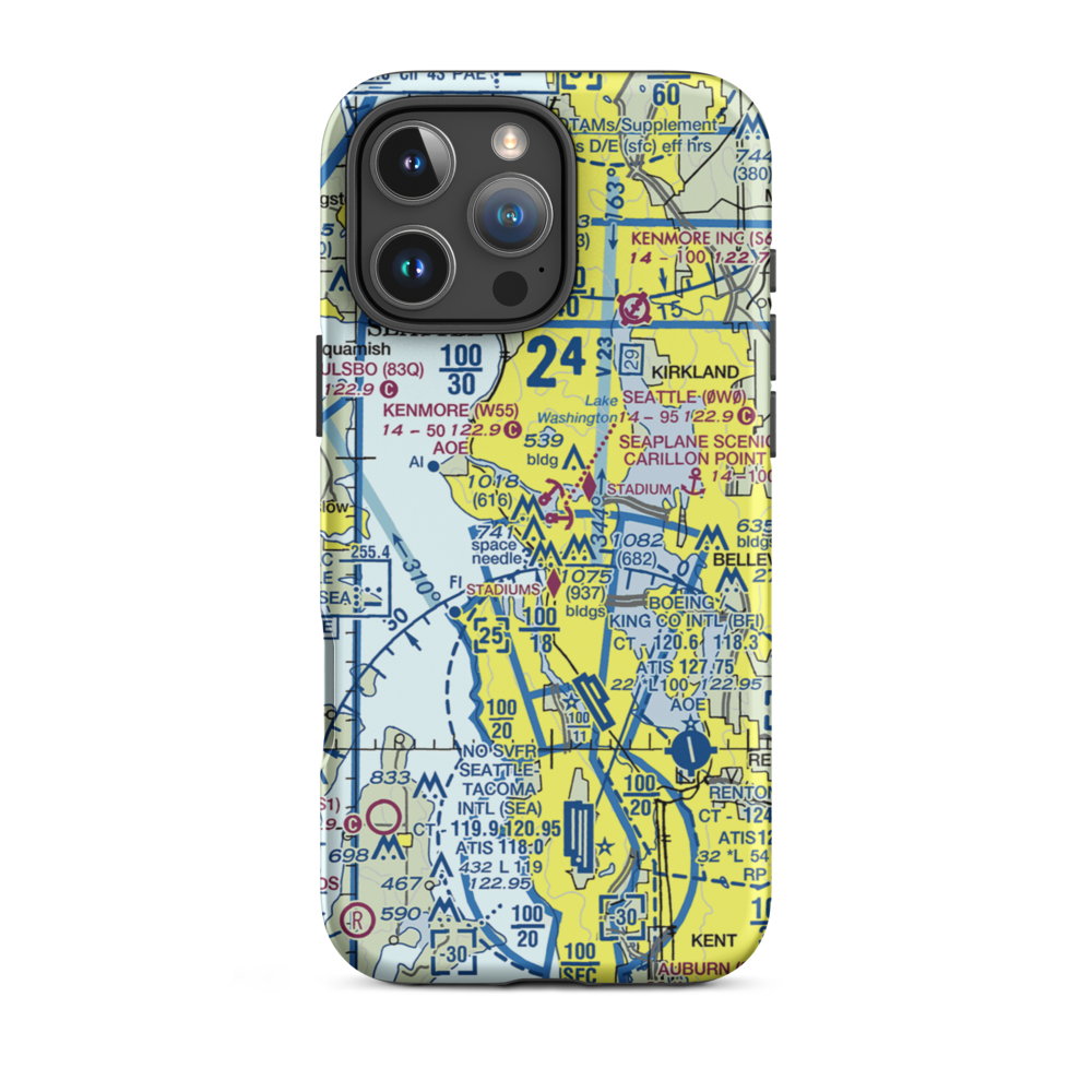 Kenmore Air Harbor Seaplane Base (W55) VFR Sectional  Tough iPhone Case iPhone 16 Pro Max model shown