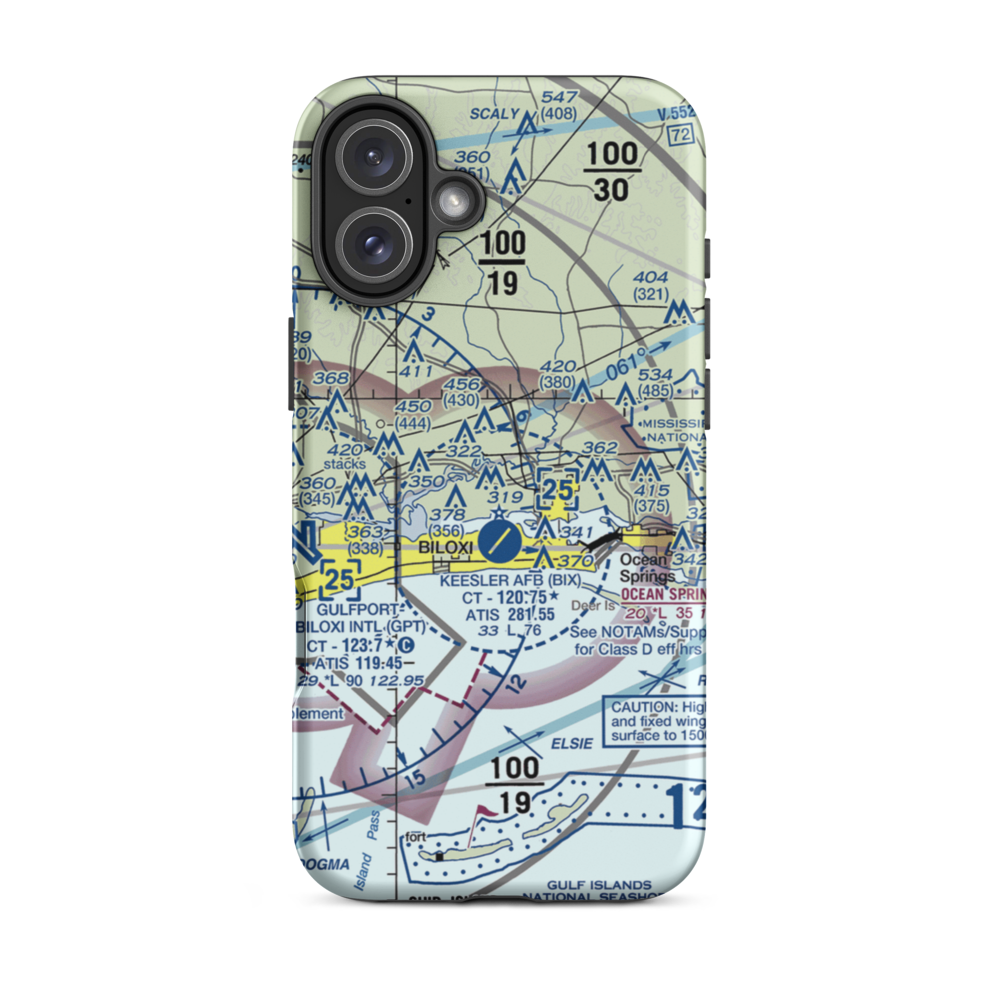Kennedy Executive Airport (MS66) VFR Sectional  Tough iPhone Case iPhone 16 Plus model shown