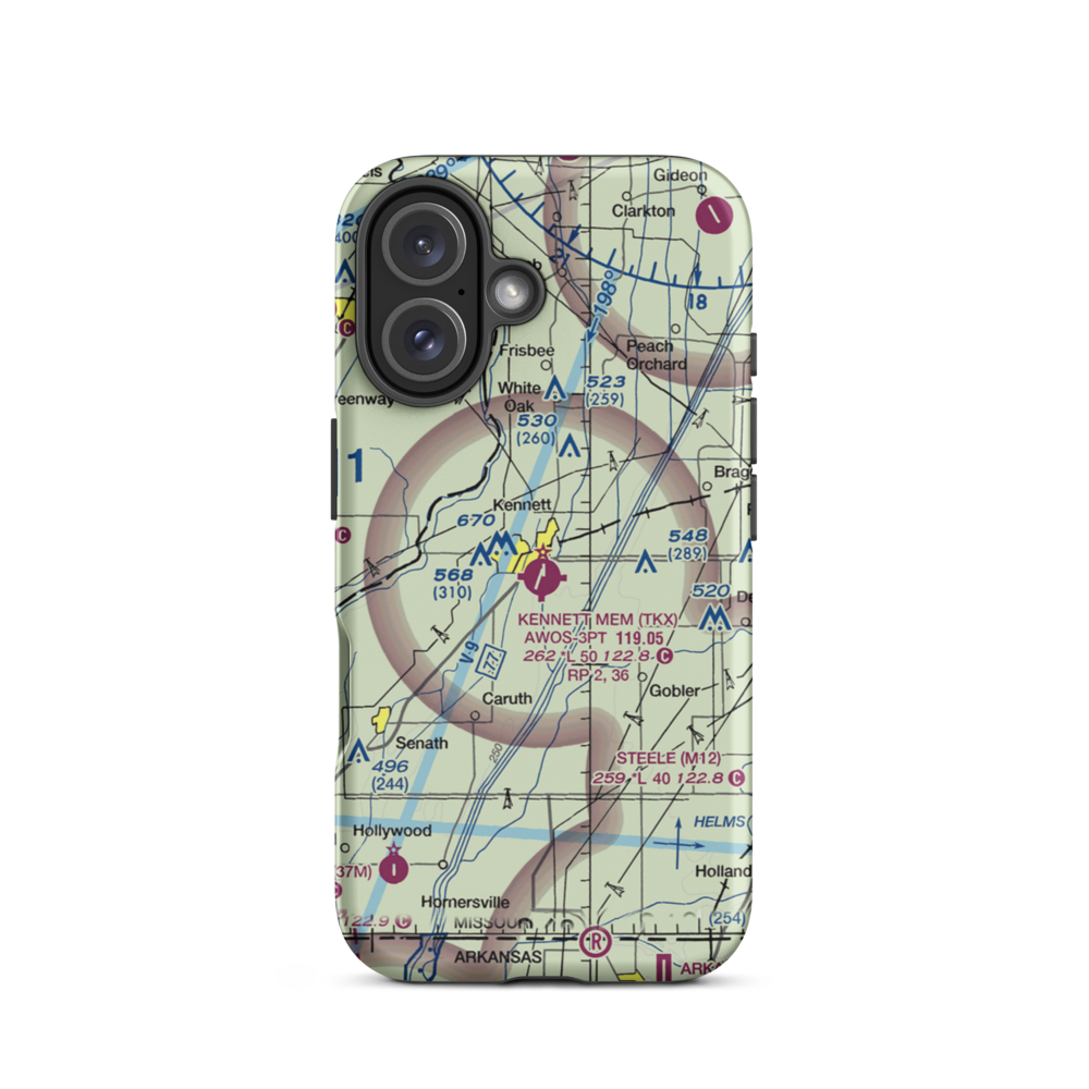 Kennett Memorial Airport (TKX) VFR Sectional  Tough iPhone Case iPhone 16 model shown