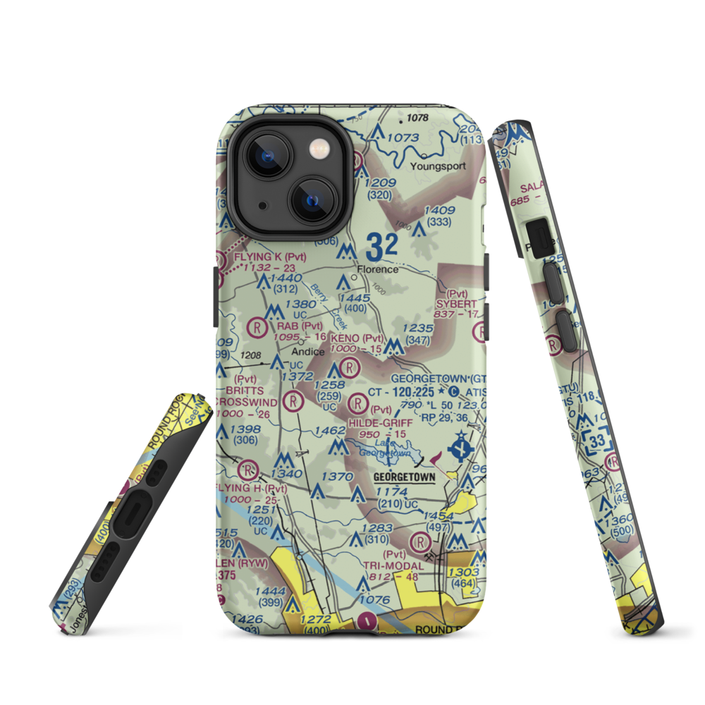 Keno Field (TA49) VFR Sectional  Tough iPhone Case iPhone 14 model shown