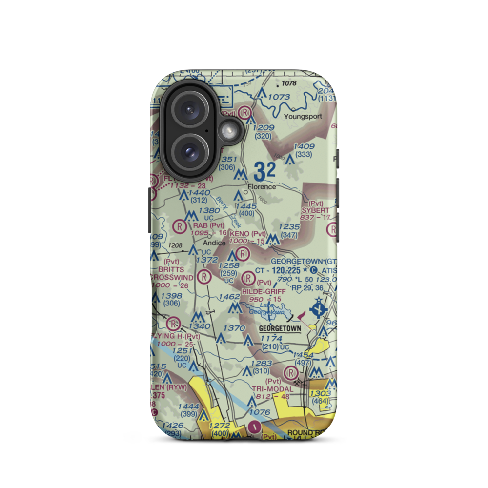 Keno Field (TA49) VFR Sectional  Tough iPhone Case iPhone 16 model shown