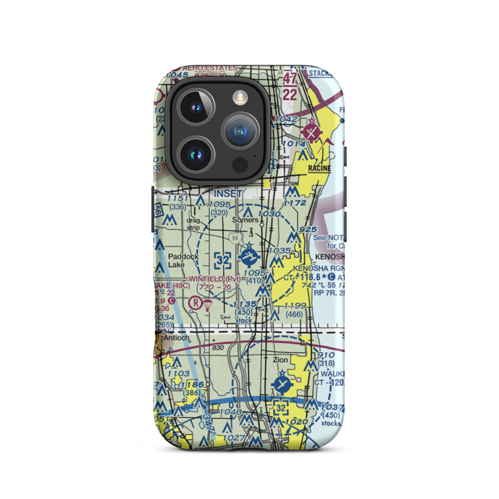 Kenosha Regional Airport (ENW) VFR Sectional  Tough iPhone Case iPhone 16 Pro model shown