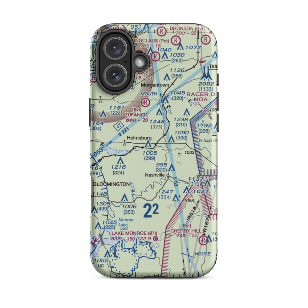 Kenstin Manor Airport (24IN) VFR Sectional  Tough iPhone Case iPhone 16 Plus model shown
