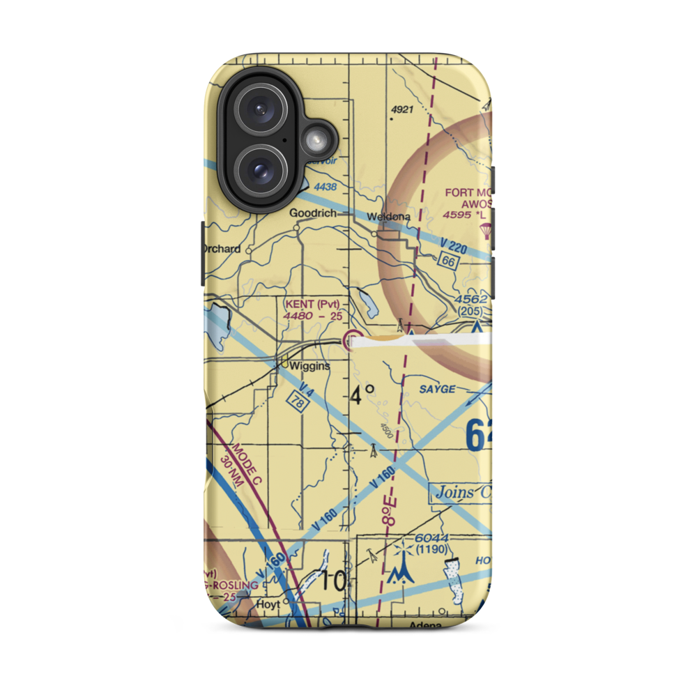 Kent Airport (8CO0) VFR Sectional  Tough iPhone Case iPhone 16 Plus model shown