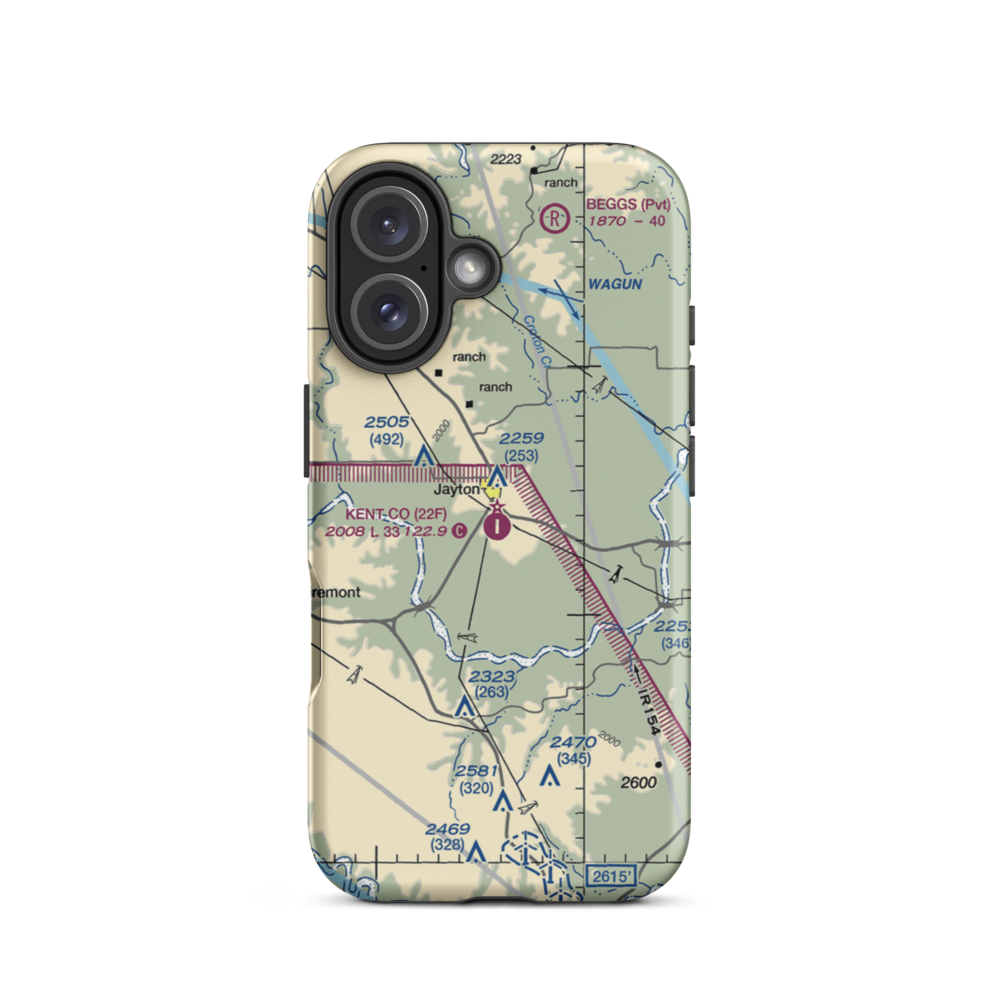 Kent County Airport (22F) VFR Sectional  Tough iPhone Case iPhone 16 model shown