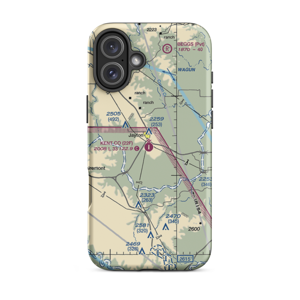 Kent County Airport (22F) VFR Sectional  Tough iPhone Case iPhone 16 Plus model shown