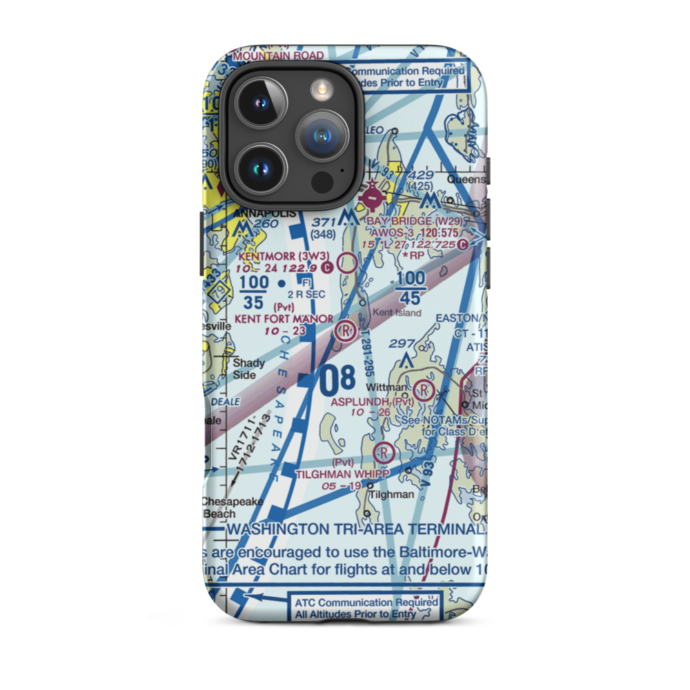 Kent Fort Manor Airport (7MD8) VFR Sectional  Tough iPhone Case iPhone 16 Pro Max model shown