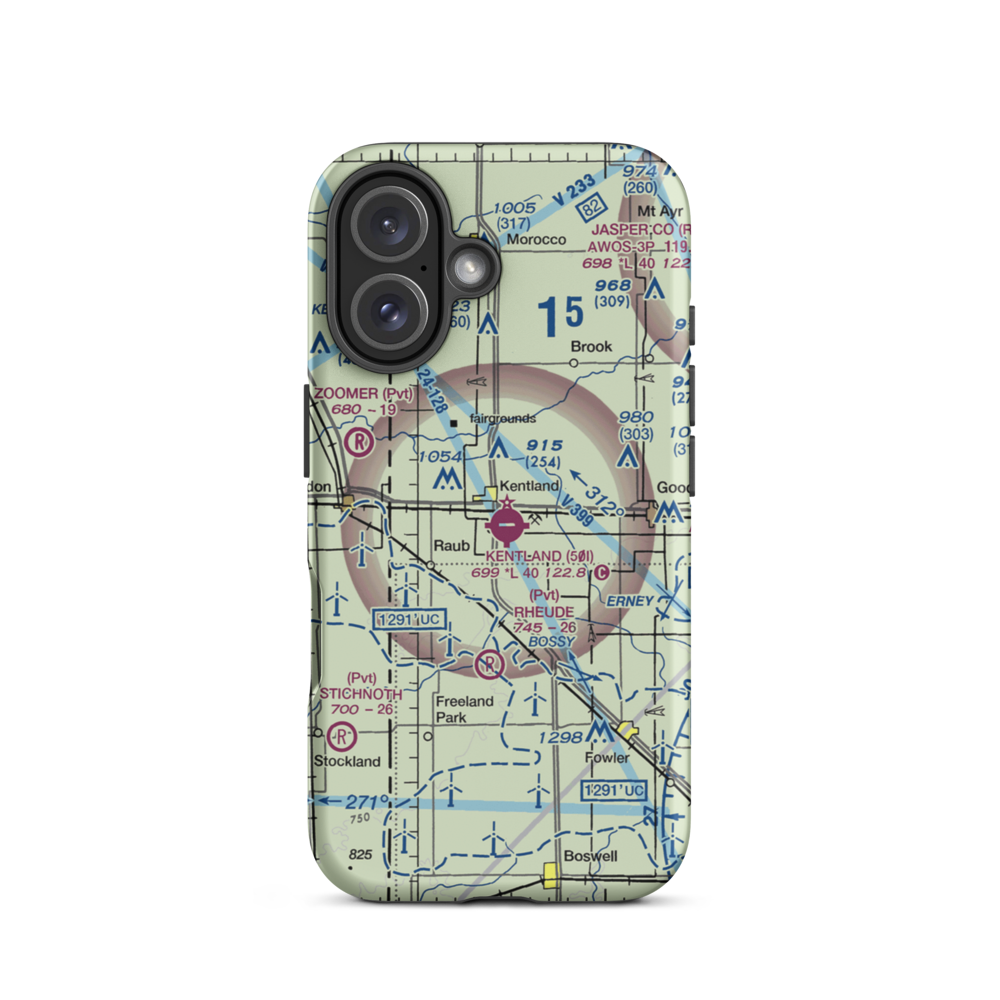 Kentland Municipal Airport (50I) VFR Sectional  Tough iPhone Case iPhone 16 model shown