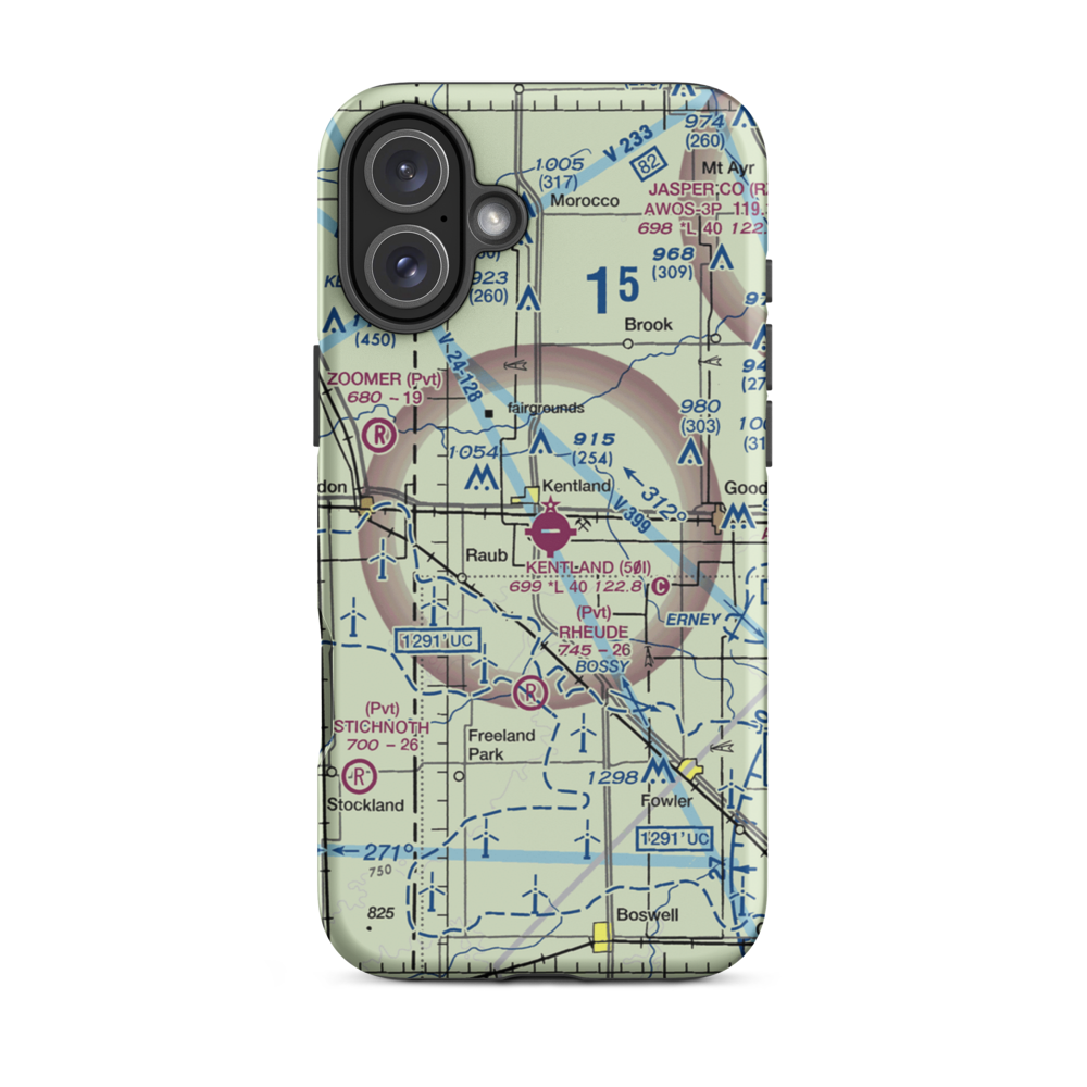 Kentland Municipal Airport (50I) VFR Sectional  Tough iPhone Case iPhone 16 Plus model shown