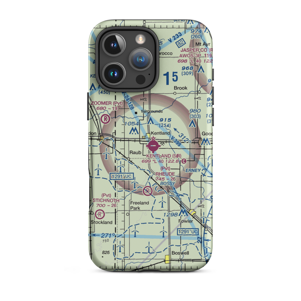 Kentland Municipal Airport (50I) VFR Sectional  Tough iPhone Case iPhone 16 Pro Max model shown