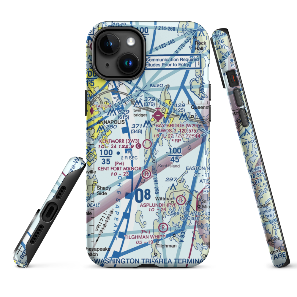 Kentmorr Airpark (3W3) VFR Sectional  Tough iPhone Case iPhone 15 Plus model shown