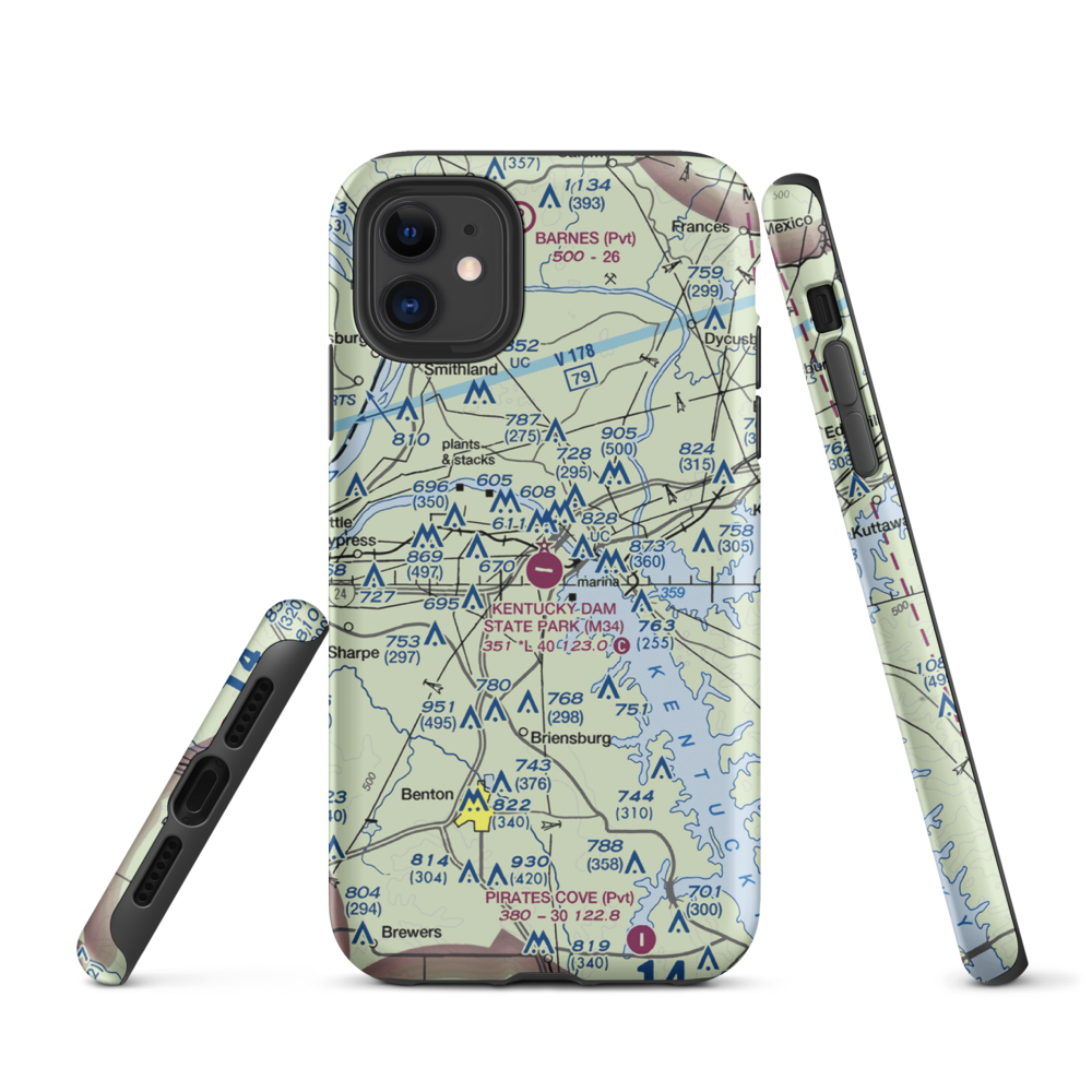 Kentucky Dam State Park Airport (M34) VFR Sectional  Tough iPhone Case iPhone 11 model shown