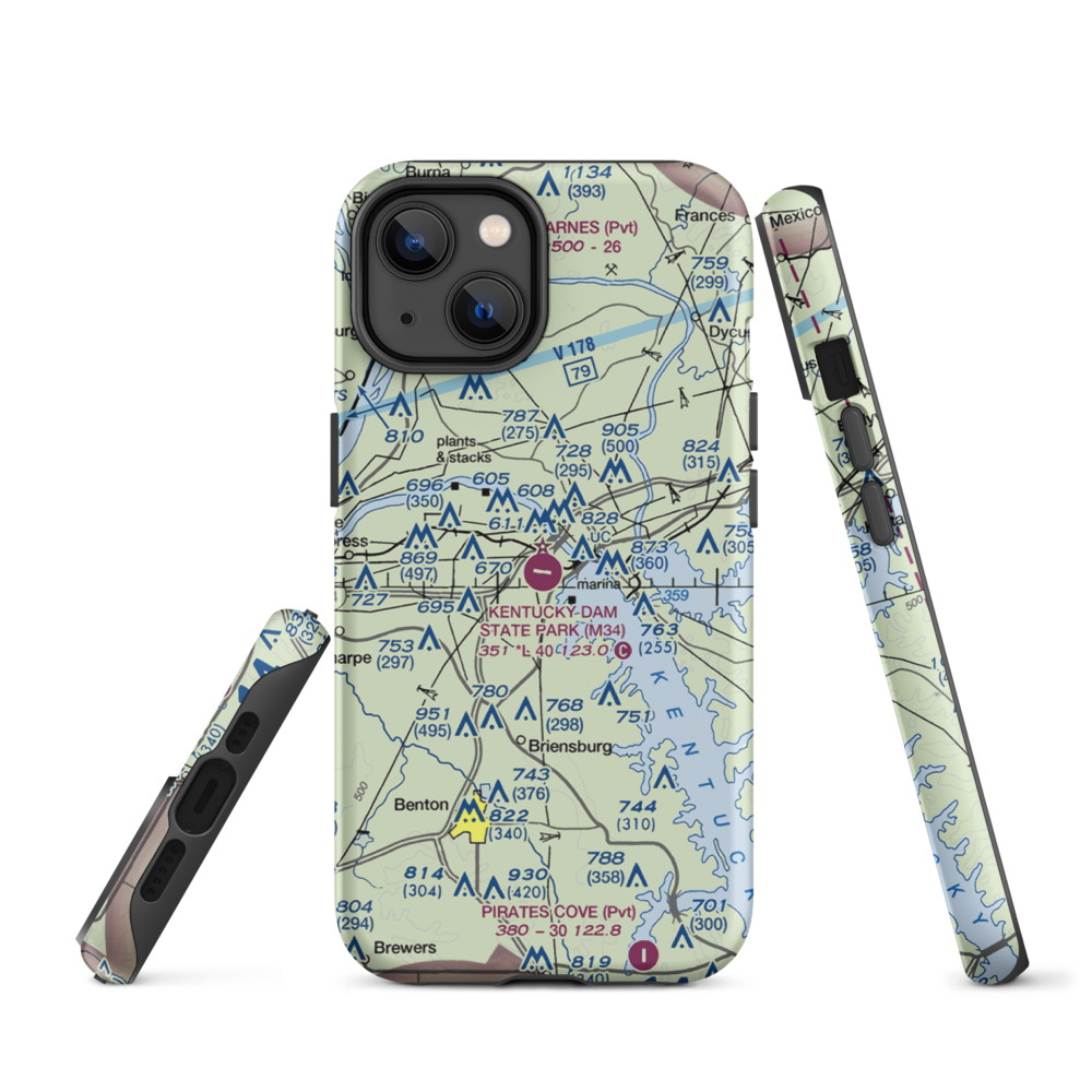 Kentucky Dam State Park Airport (M34) VFR Sectional  Tough iPhone Case iPhone 14 model shown