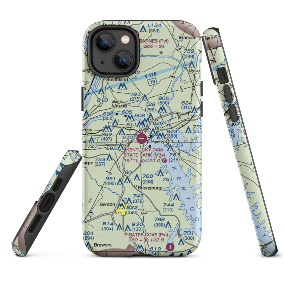 Kentucky Dam State Park Airport (M34) VFR Sectional  Tough iPhone Case iPhone 14 Plus model shown