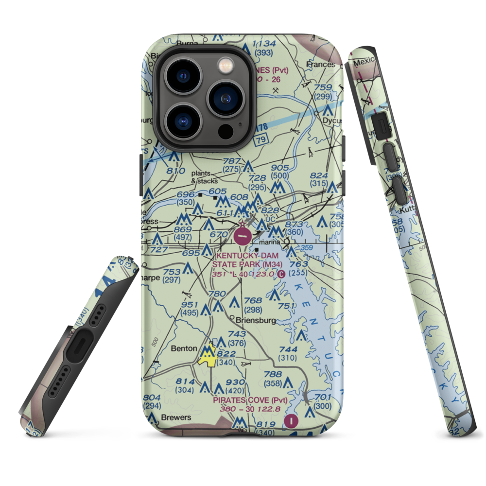 Kentucky Dam State Park Airport (M34) VFR Sectional  Tough iPhone Case iPhone 14 Pro Max model shown