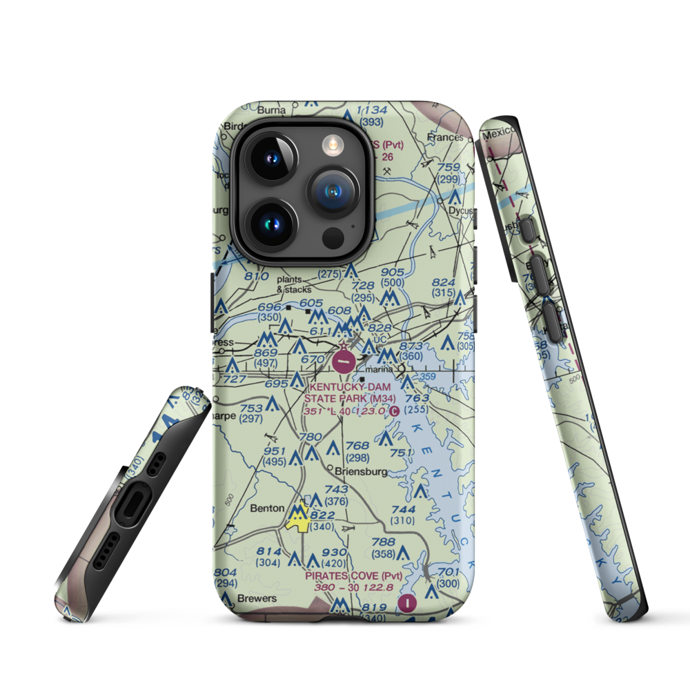 Kentucky Dam State Park Airport (M34) VFR Sectional  Tough iPhone Case iPhone 15 Pro model shown