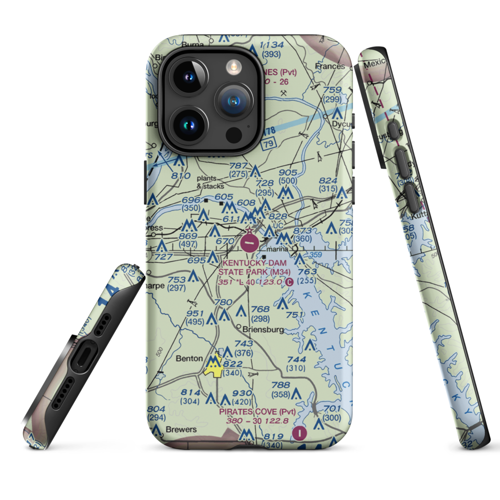 Kentucky Dam State Park Airport (M34) VFR Sectional  Tough iPhone Case iPhone 15 Pro Max model shown