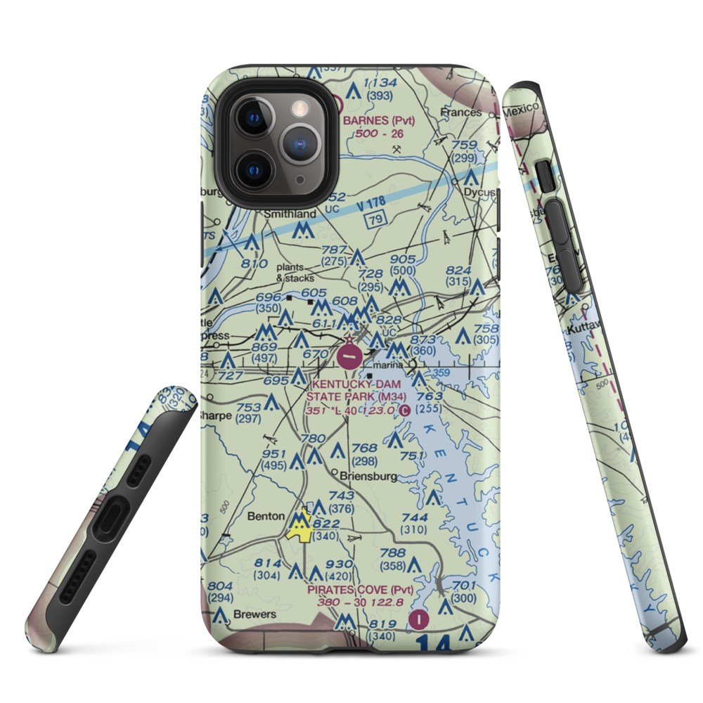 Kentucky Dam State Park Airport (M34) VFR Sectional  Tough iPhone Case iPhone 11 Pro Max model shown