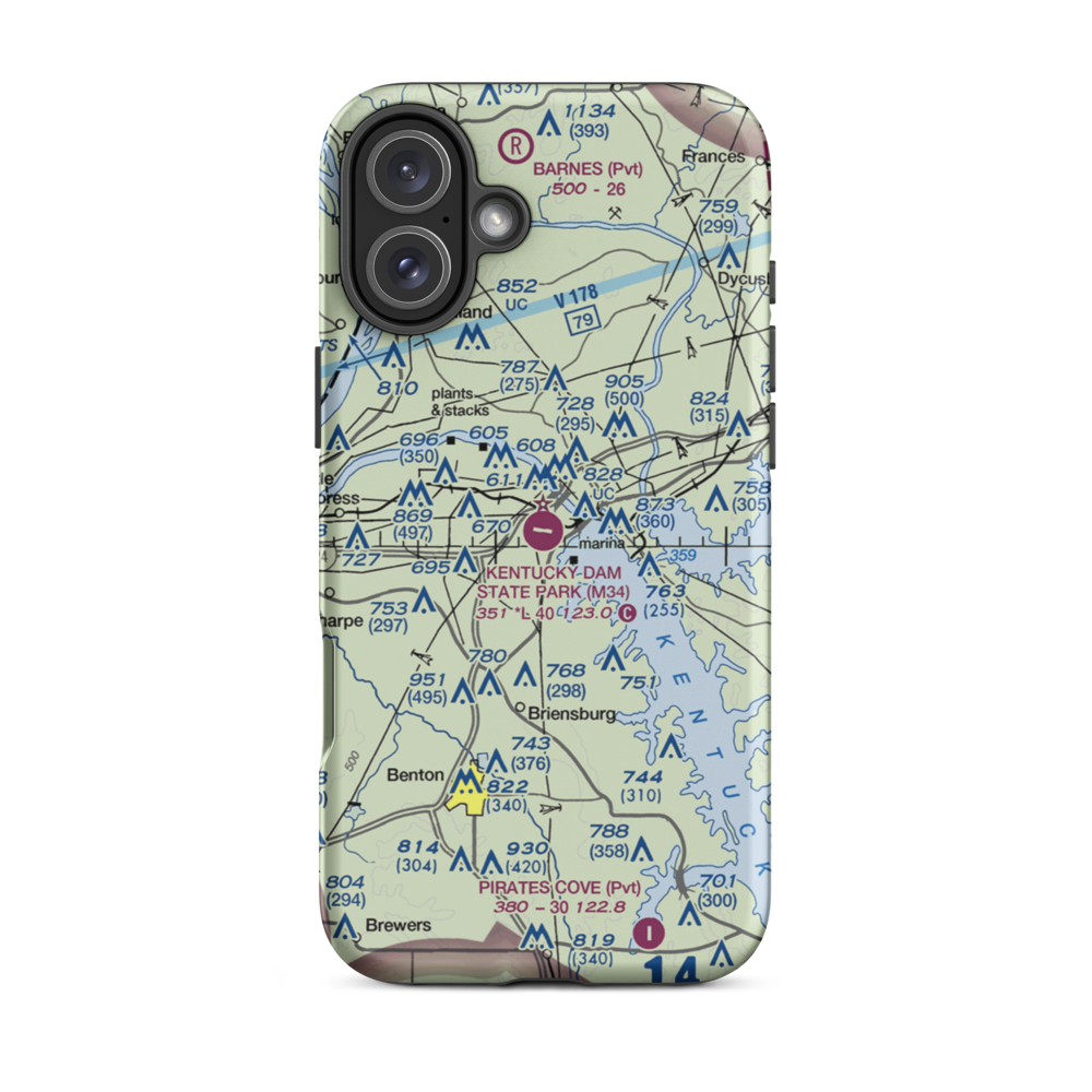 Kentucky Dam State Park Airport (M34) VFR Sectional  Tough iPhone Case iPhone 16 Plus model shown