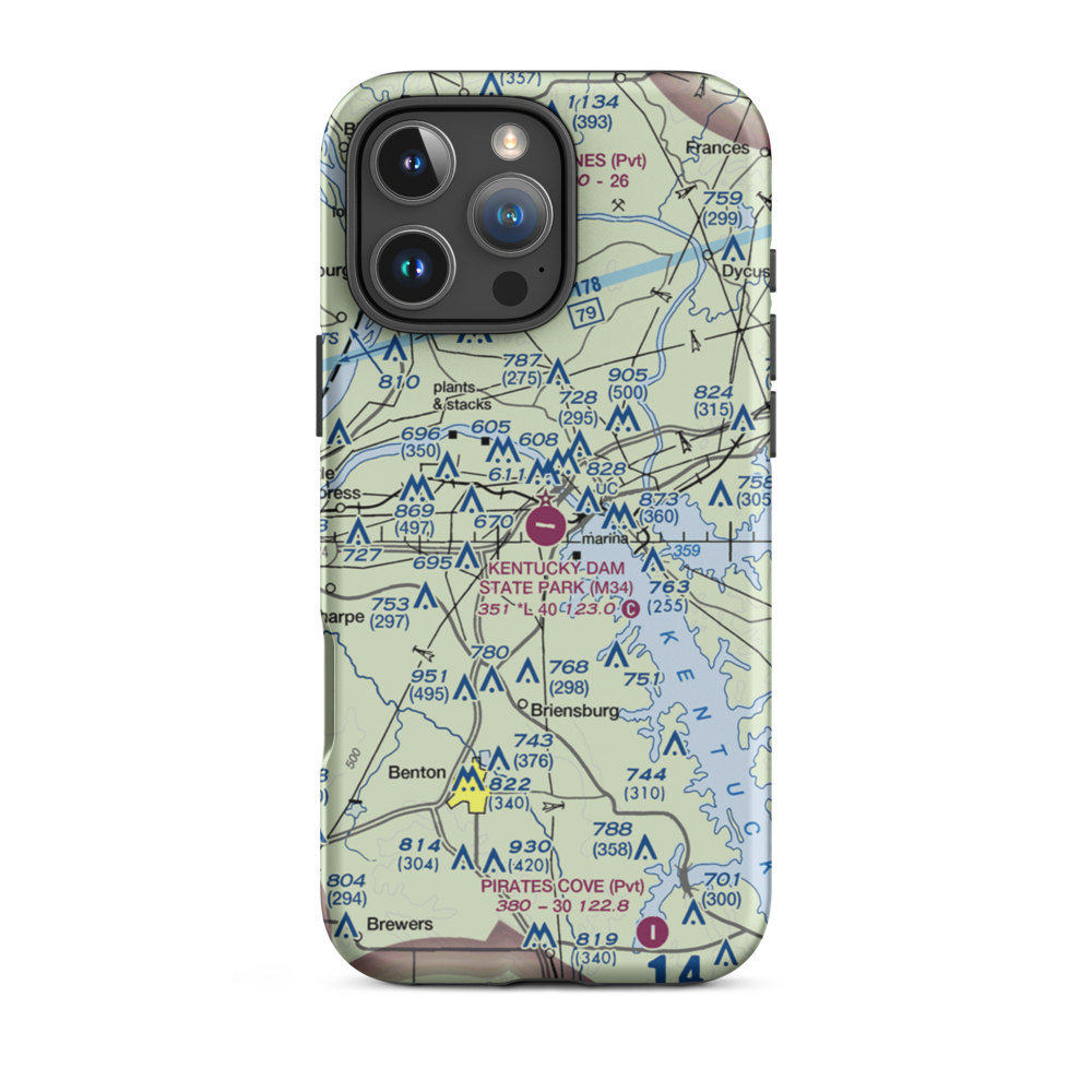 Kentucky Dam State Park Airport (M34) VFR Sectional  Tough iPhone Case iPhone 16 Pro Max model shown